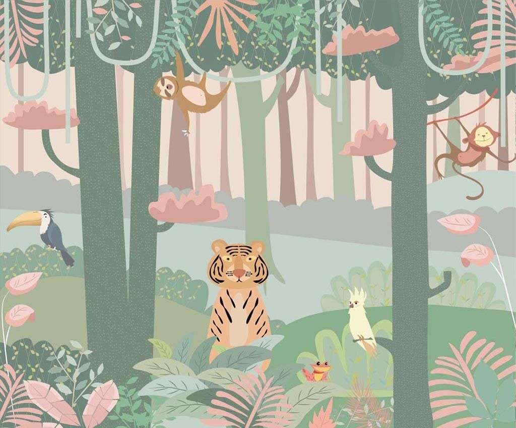 Фотообои в интерьере тигренок в лесу  12-1506 фото