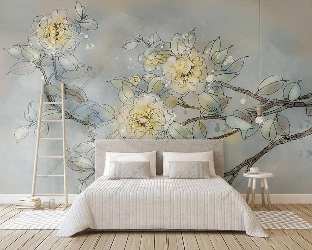 Фотообои Объемные цветы на ветке  15-975