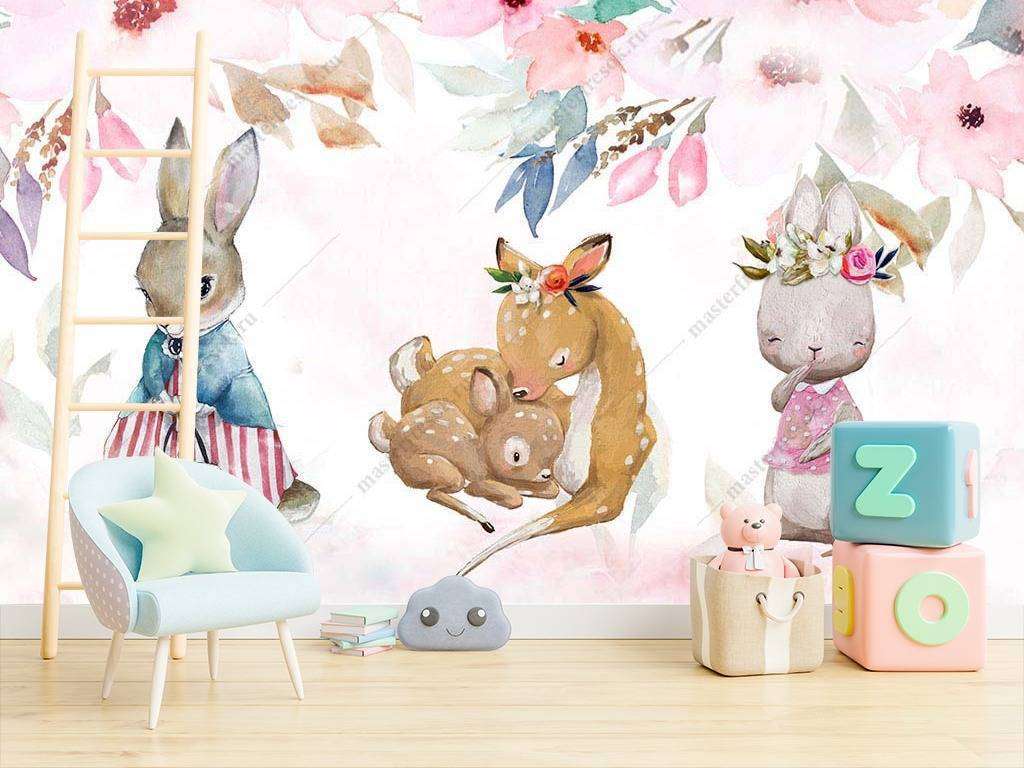 Фотообои в интерьере детская иллюстрация  14-005 фото