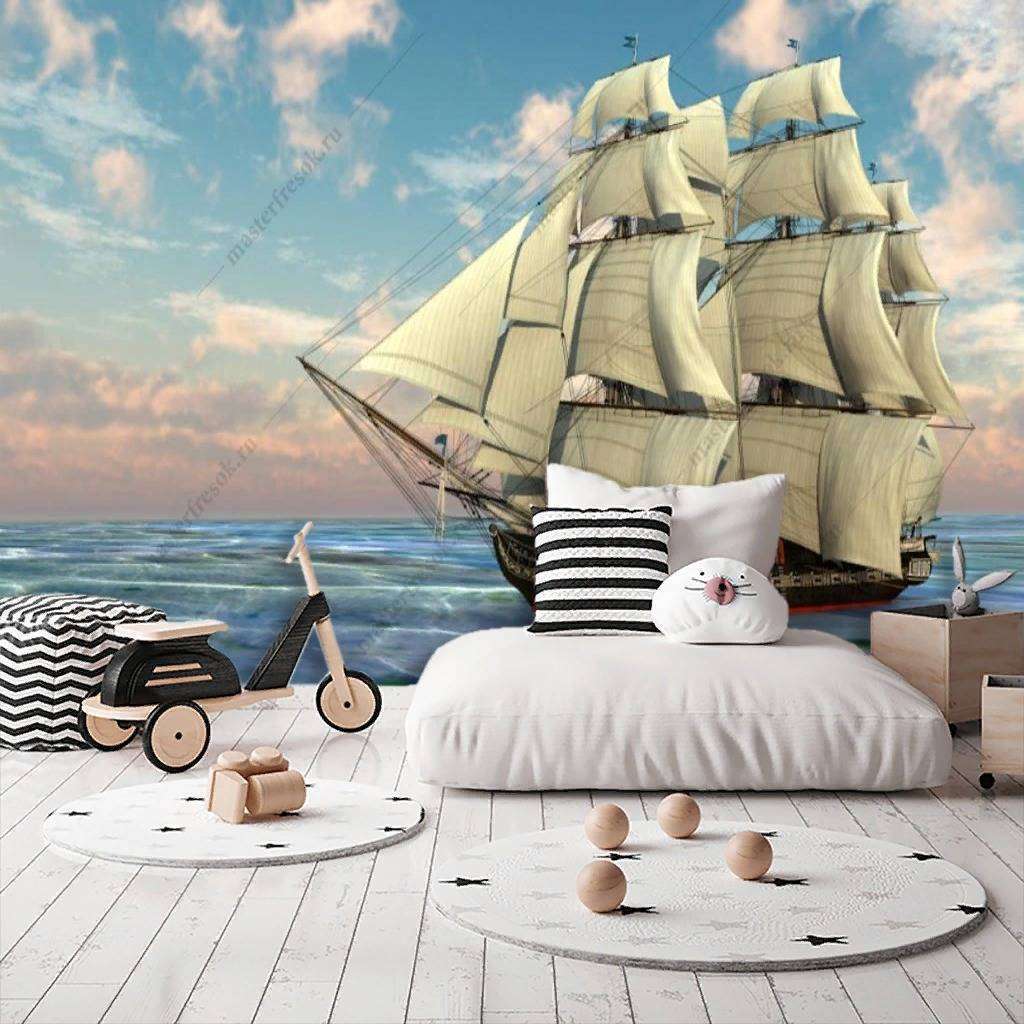 Фотообои в интерьере фрегат парусный корабль  12-1147 фото