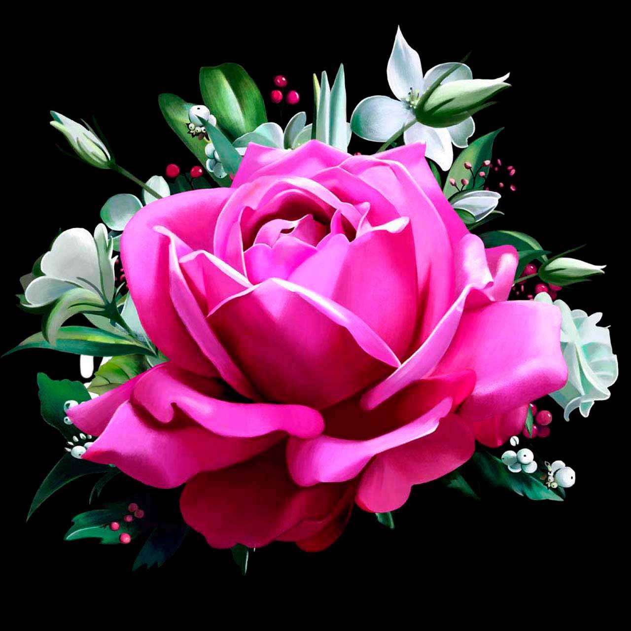 Фотообои в интерьере бутон розы на черном фоне  10-324 фото