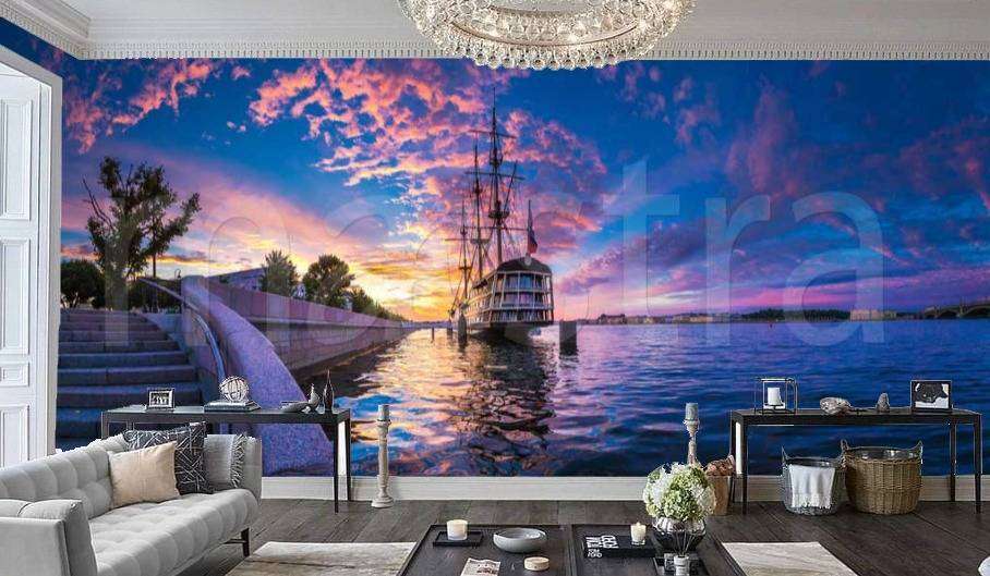 Фотообои Корабль на реке Нева  9-666