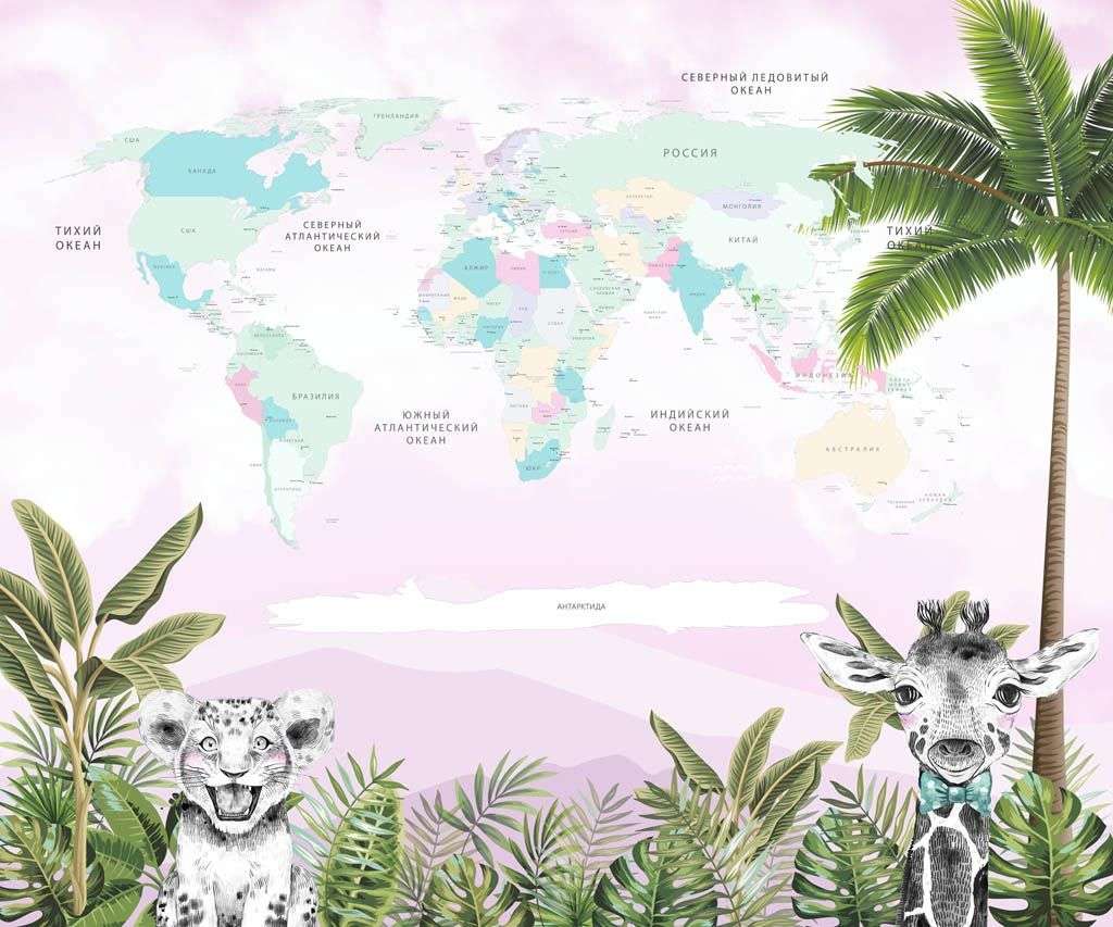 Фотообои в интерьере карта с зеброй  14-146 фото