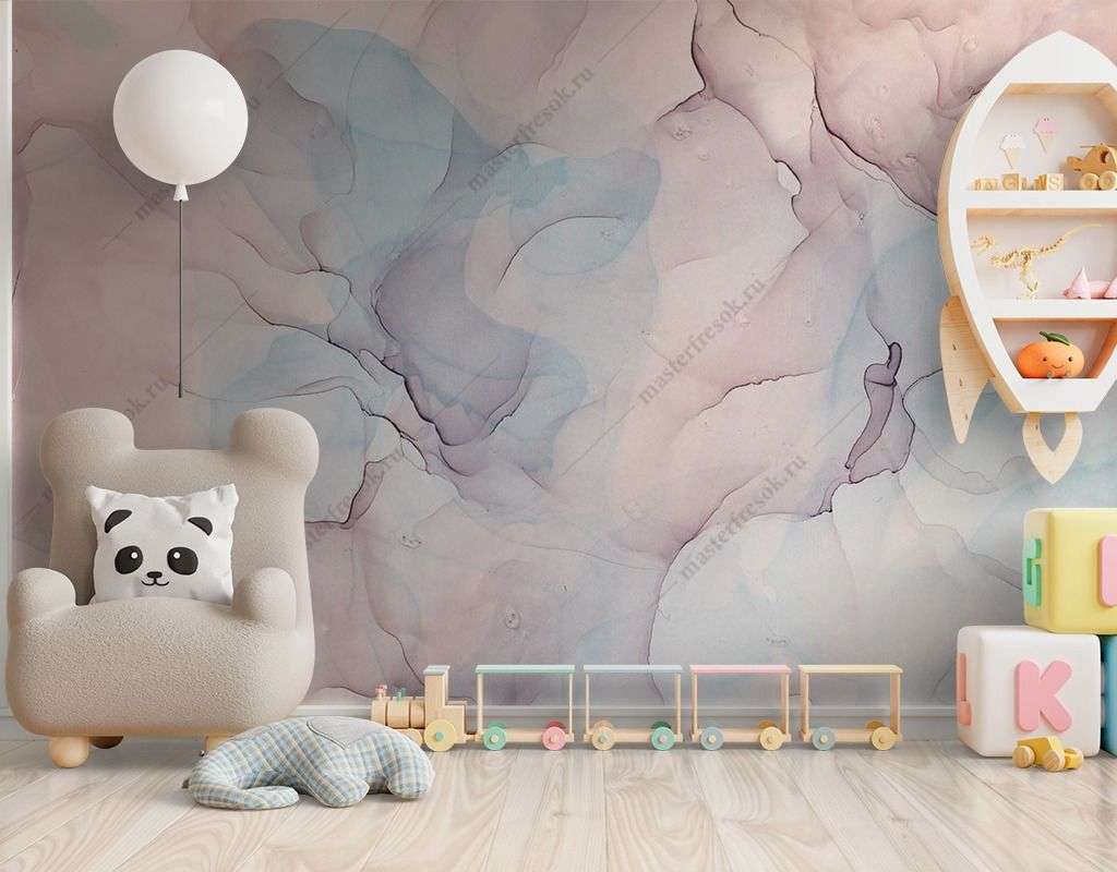 Фотообои в интерьере розовая акварель флюид  9-1500 фото