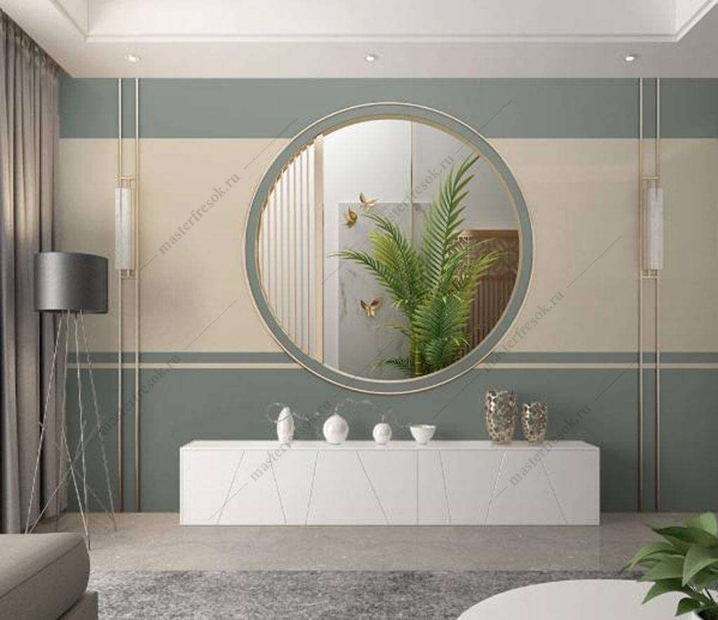 Фотообои в интерьере круглое дизайнерское зеркало  16-049 фото