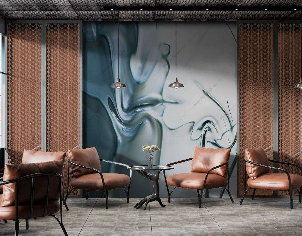 Фотообои в интерьере серебрянная жидкость  9-1596 фото