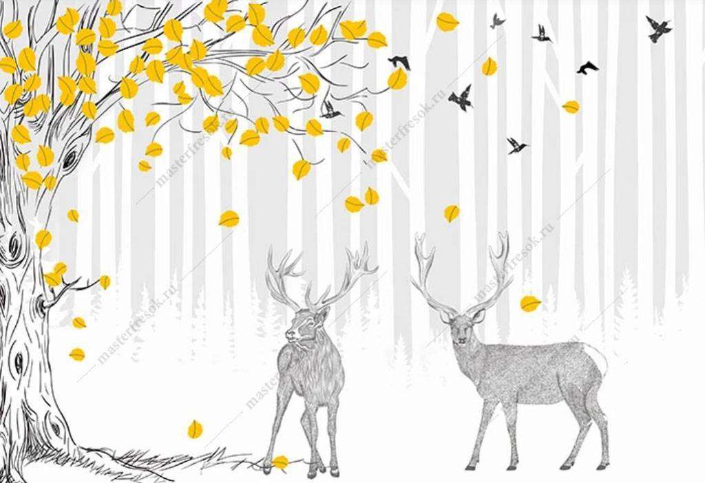 Фотообои в интерьере винтажный олень  15-988 фото