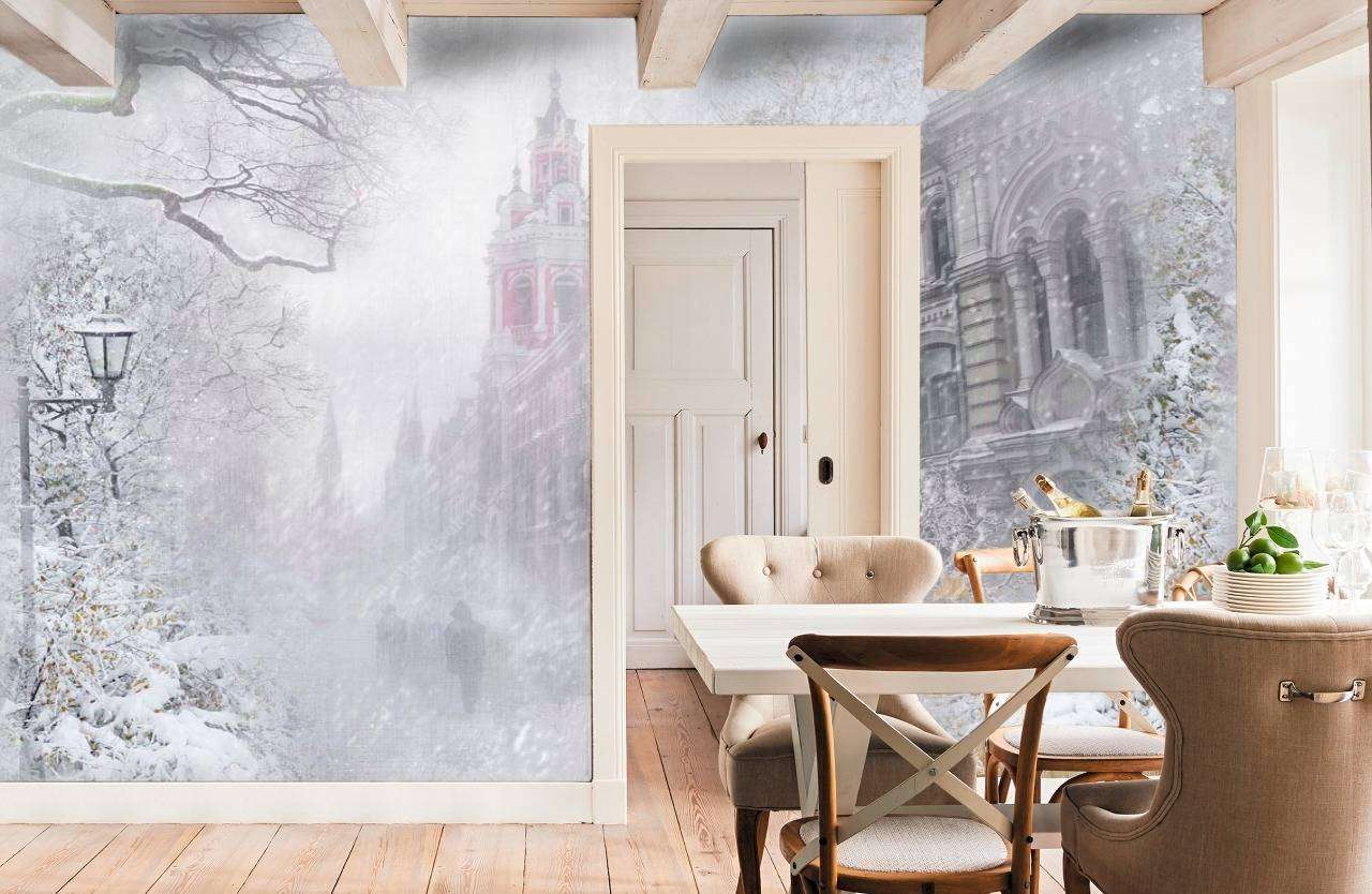 Фотообои в интерьере зимнее утро  13-122 фото