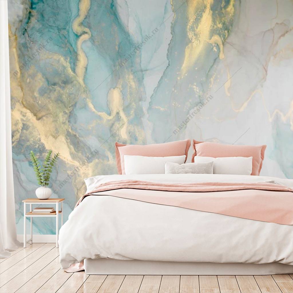 Фотообои Флюид арт золотая бирюза  9-1033