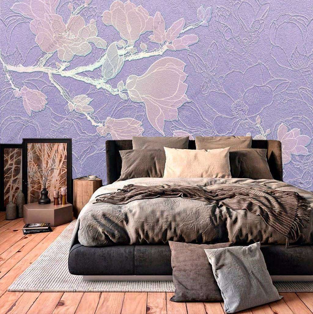 Фотообои в интерьере веточка магнолии на нежном фоне  9-1180 фото