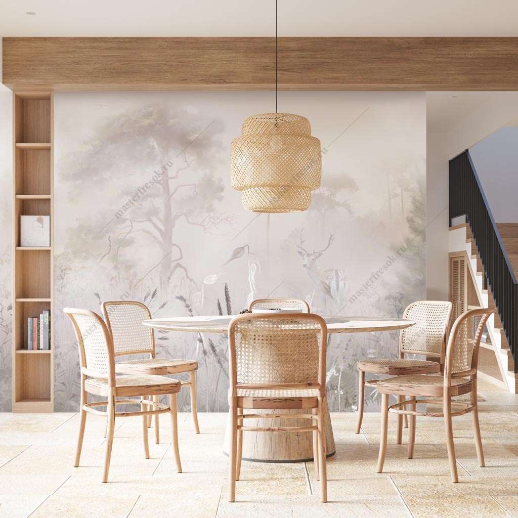 Фотообои в интерьере поле в тумане  13-478 фото