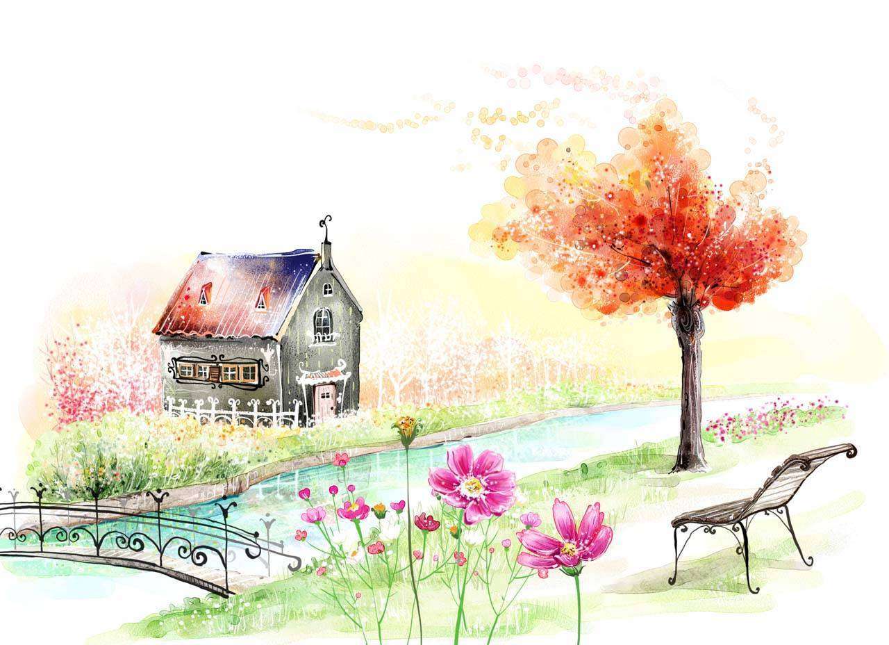 Фотообои в интерьере вид на дом  12-318 фото