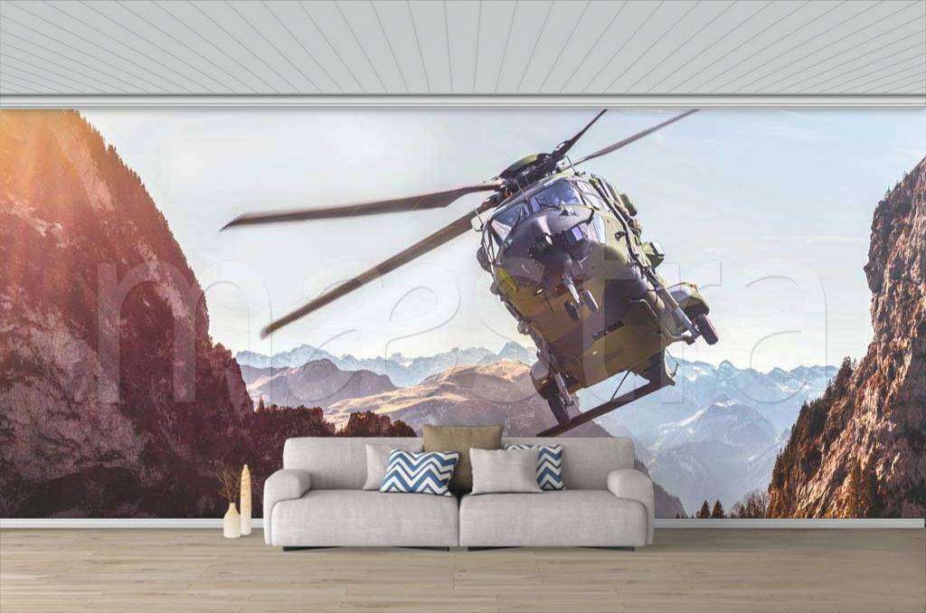 Фотообои Вертолет в горах  9-209