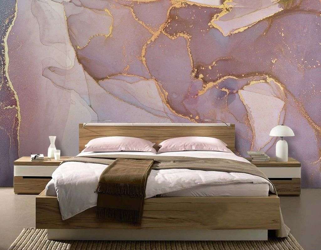 Фотообои в интерьере флюид арт холодный розовый  9-2029 фото