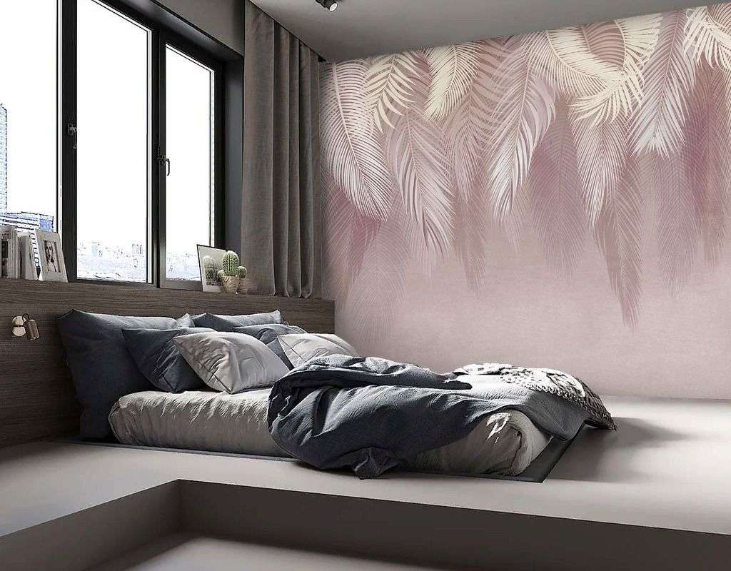 Фотообои в интерьере ветви пушистые пудровые  9-2112 фото