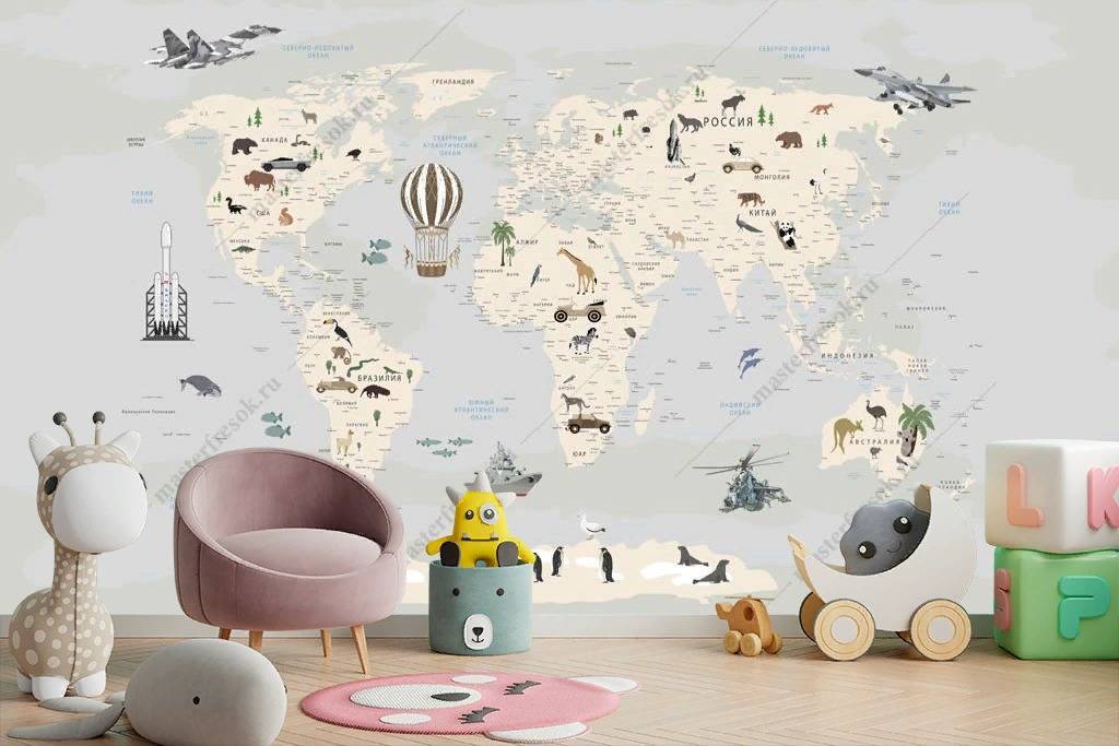 Фотообои Карта мира и военная техника  12-1185