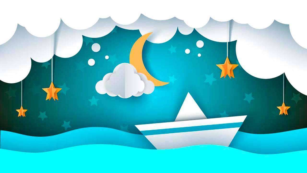 Фотообои в интерьере корабль в море под звездами  12-368 фото