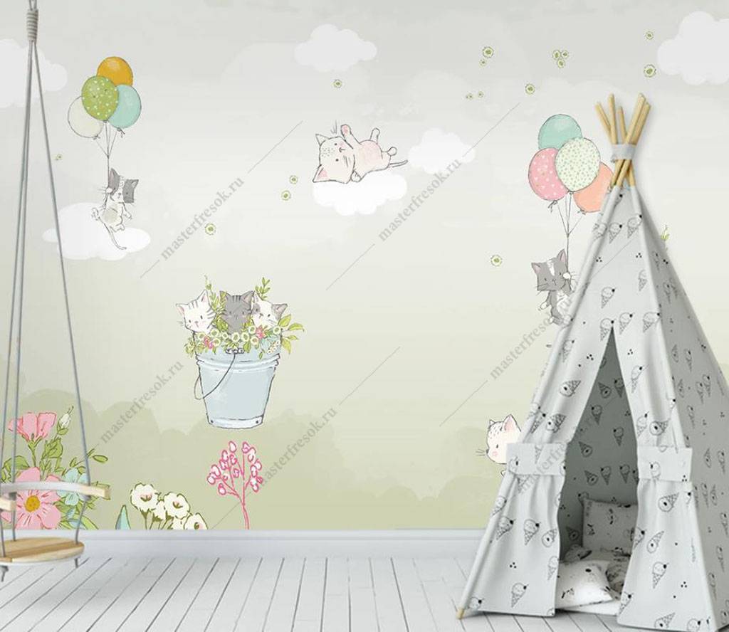 Фотообои Котята на облачках  16-013