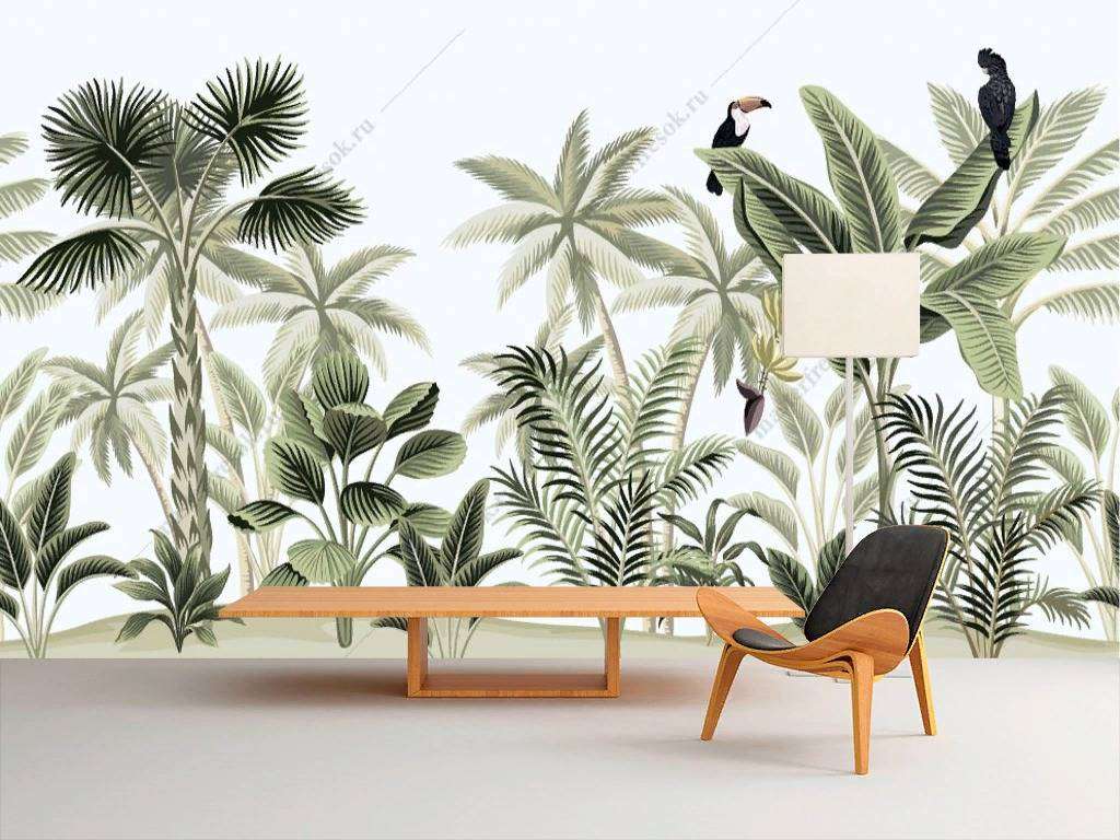Фотообои в интерьере яркие тропики  12-650 фото