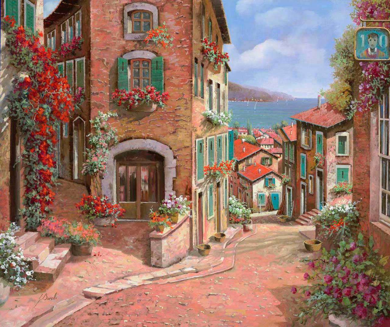 Фотообои в интерьере старинная кирпичная улочка с арками  8-015 фото