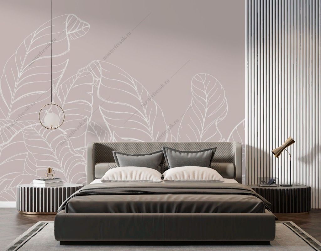 Фотообои Пальмы листья в нюдовых тонах  14-468