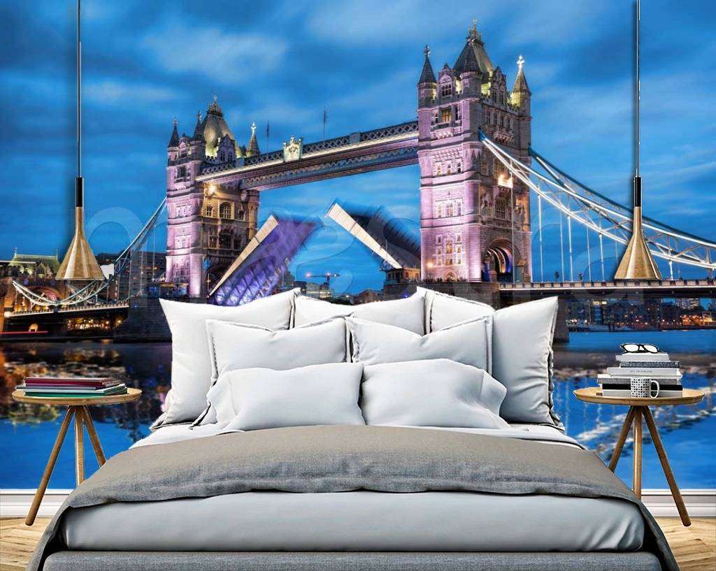 Фотообои в интерьере тауэрский мост в ночи  9-678 фото