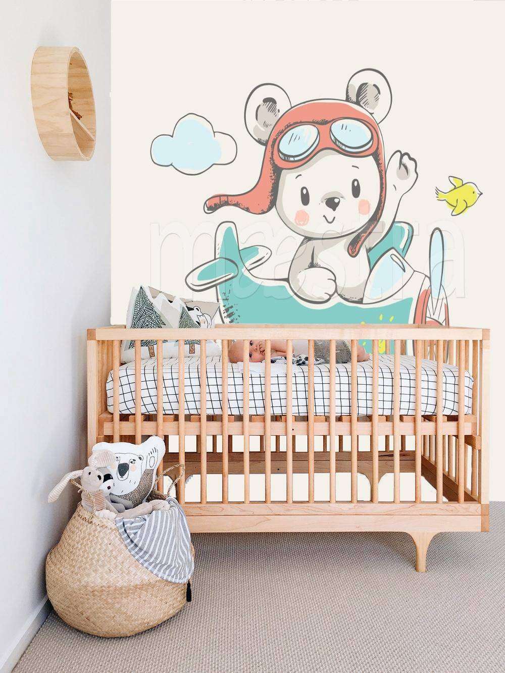 Фотообои в интерьере мишка на самолете  12-474 фото