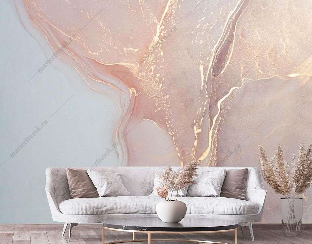 Фотообои в интерьере золотые линии мрамора  9-1571 фото