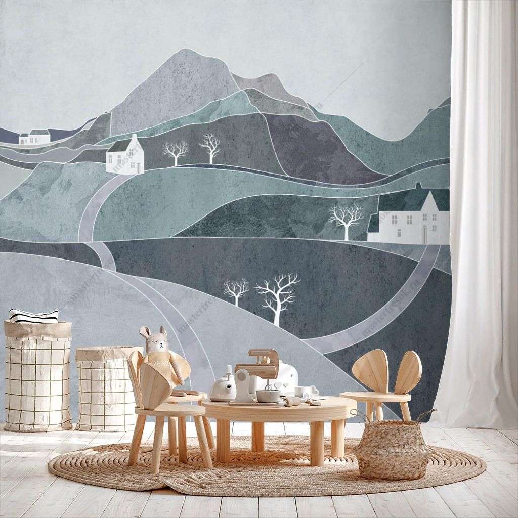 Фотообои в интерьере холмистый пейзаж  12-1315 фото