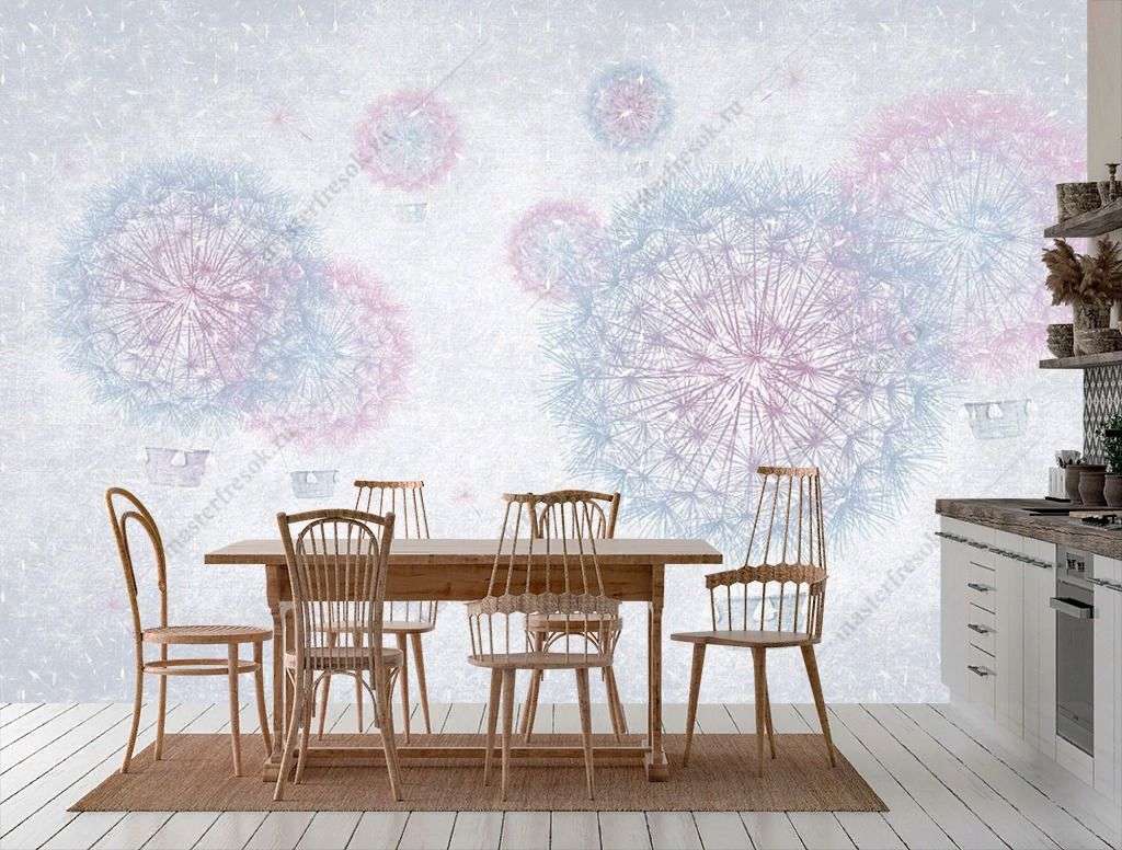 Фотообои в интерьере воздушный шар - одуванчик  12-1324 фото