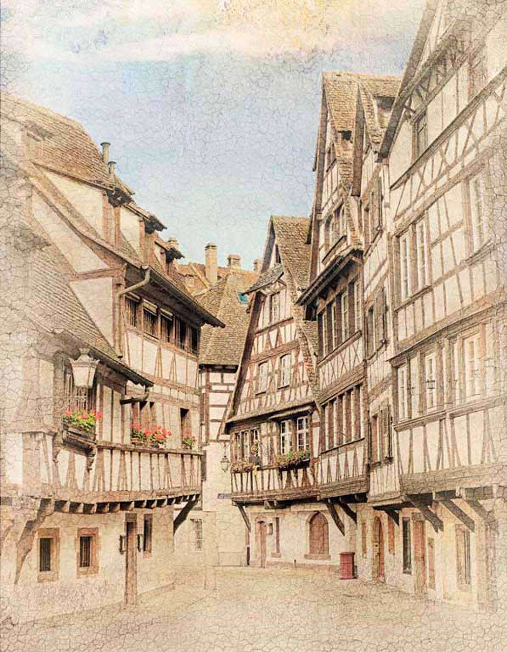 Фотообои в интерьере бежевая улочка  11-176 фото