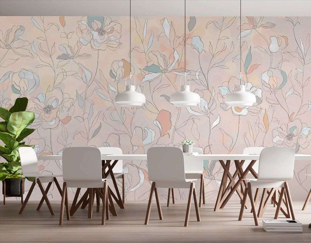 Фотообои в интерьере фон с листьями  9-1989 фото