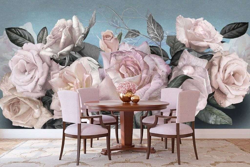 Фотообои в интерьере розы на ветке  13-083 фото