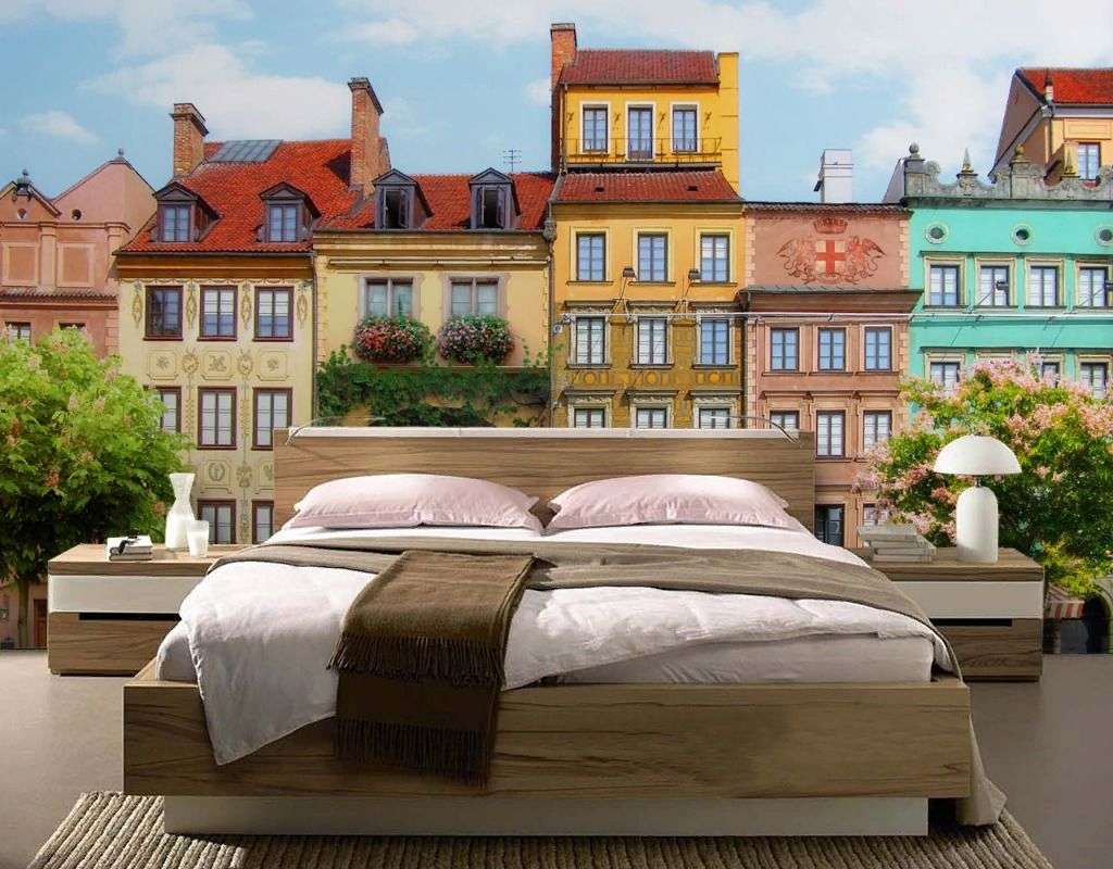 Фотообои в интерьере площадь с фонтаном  19-0064 фото