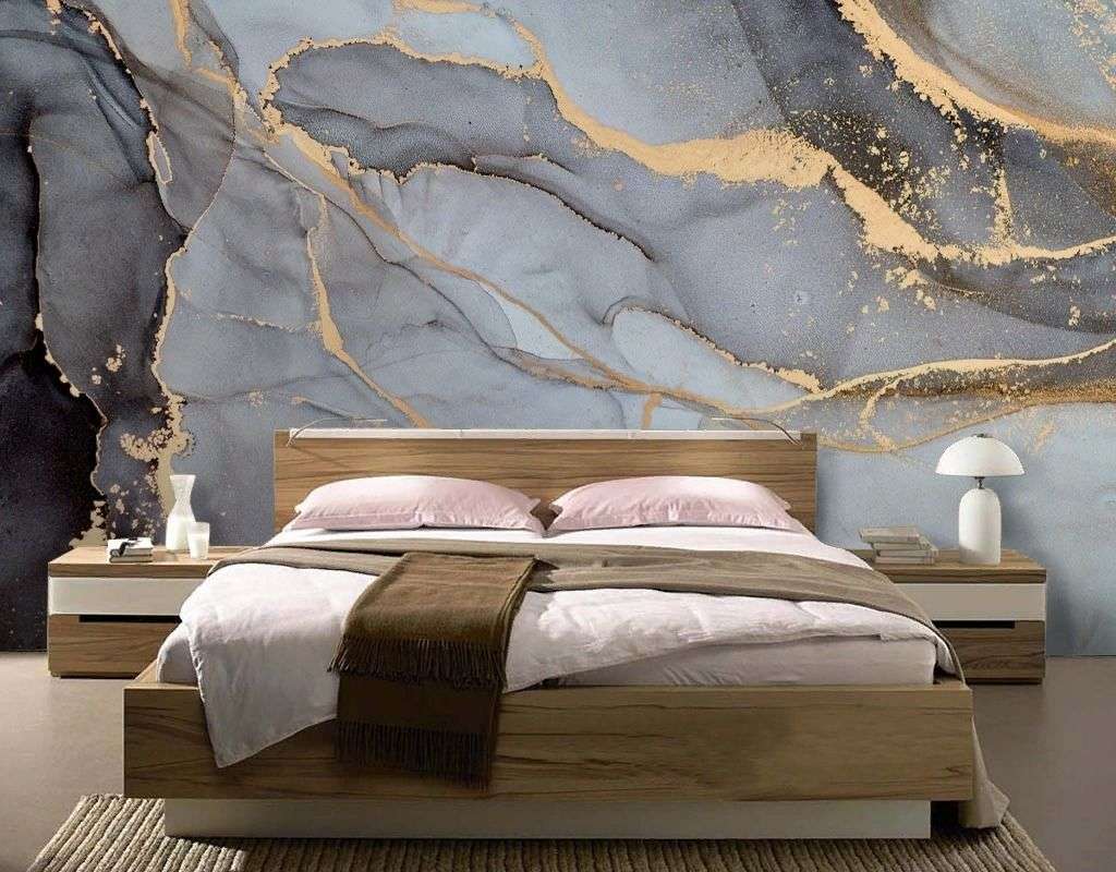 Фотообои в интерьере мрамор серый светлый  9-2052 фото