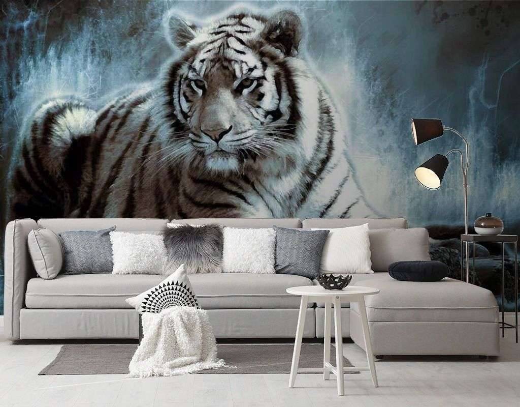 Фотообои в интерьере ночной тигр  17-4182 фото