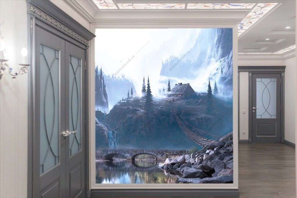 Фотообои в интерьере волшебный пейзаж  14-309 фото