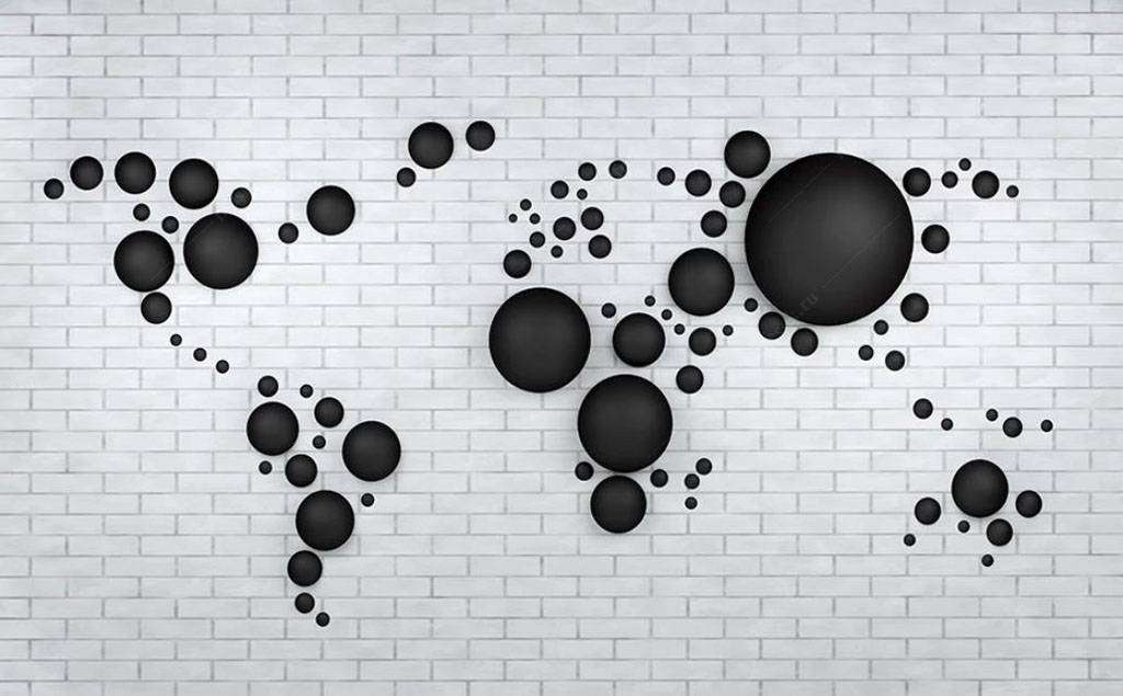 Фотообои в интерьере карта с шарами  15-603 фото