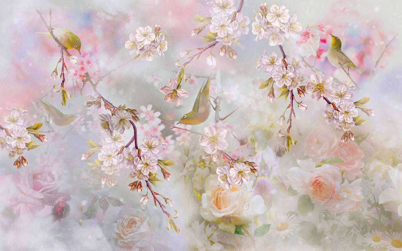 Фотообои в интерьере нежность весны  13-182 фото