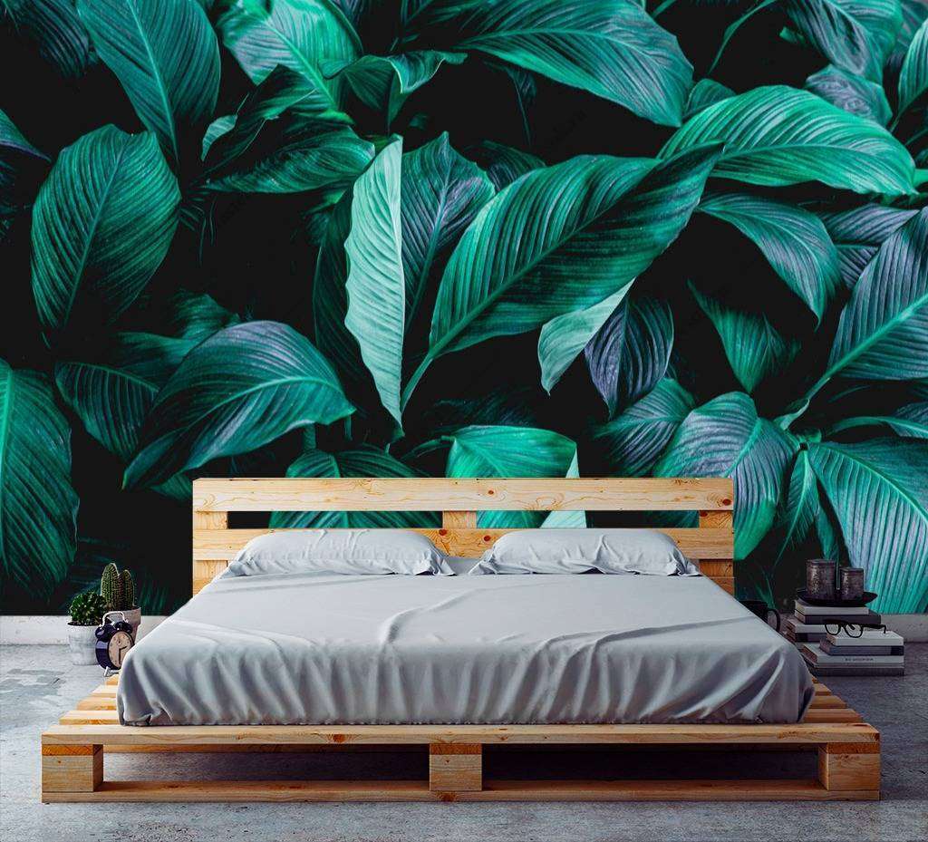 Фотообои в интерьере листья зеленые большие  9-998 фото