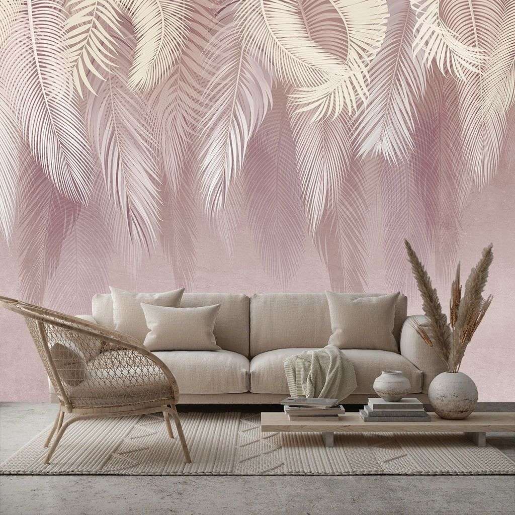 Фотообои в интерьере ветви пушистые пудровые  9-2112 фото