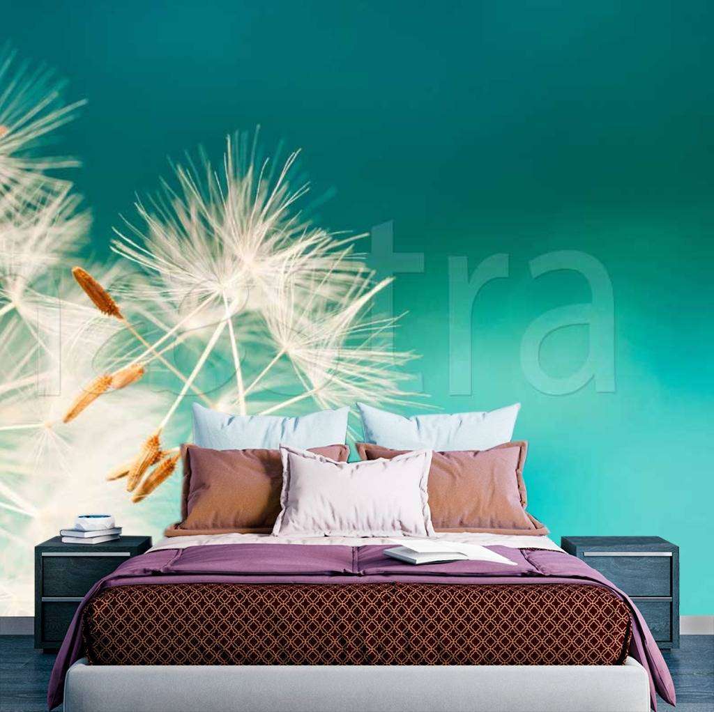 Фотообои Отцветший одуванчик на бирюзовом фоне  10-066