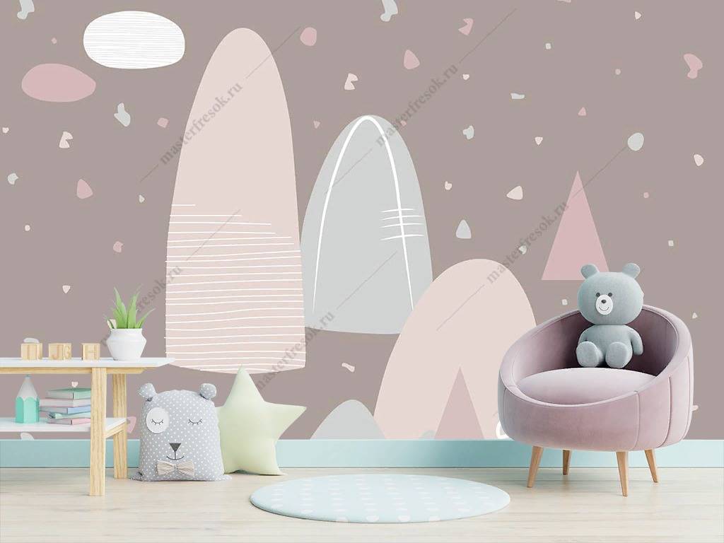 Фотообои Горы на розовом фоне  14-100