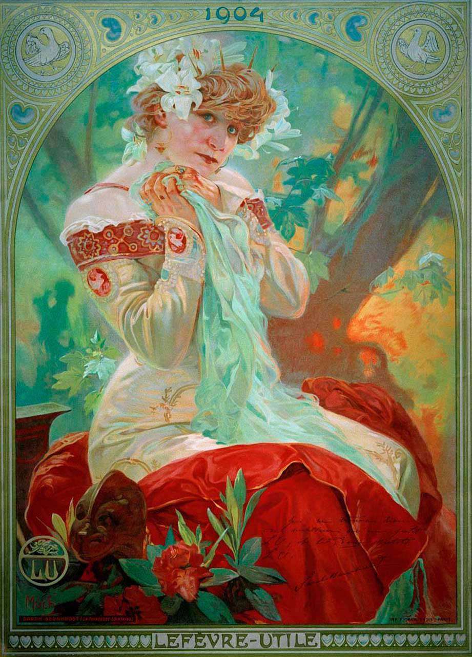 Фотообои в интерьере альфонс мариа муха - лефевр полезный  8-238 фото