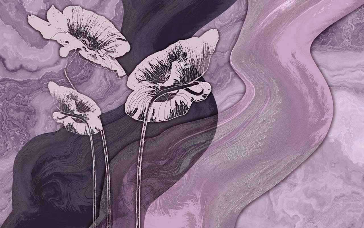 Фотообои в интерьере фиолетовая гладь  13-096 фото