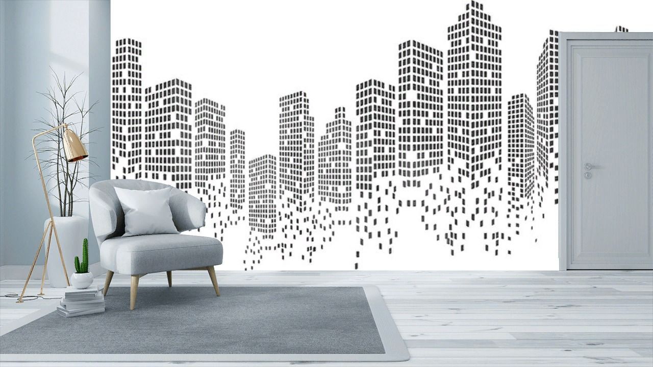Фотообои город 3д белый  9-1937