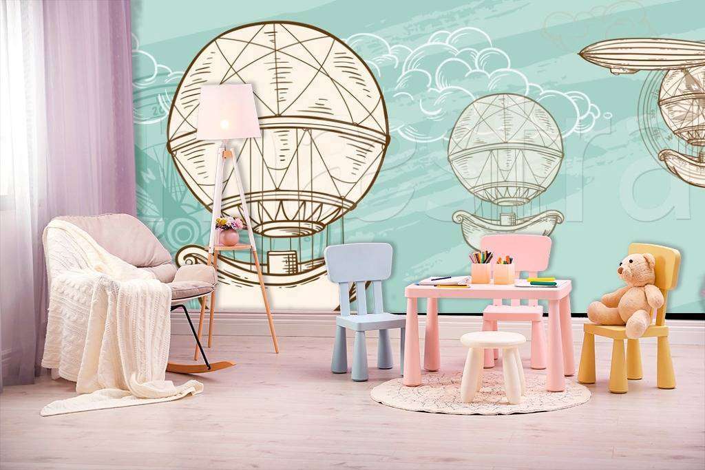 Фотообои в интерьере воздушные шары ретро  12-428 фото