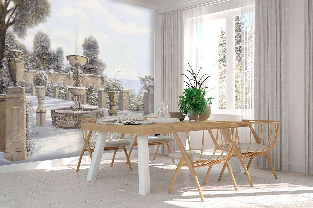 Фотообои в интерьере зимний фонтан  8-061 фото