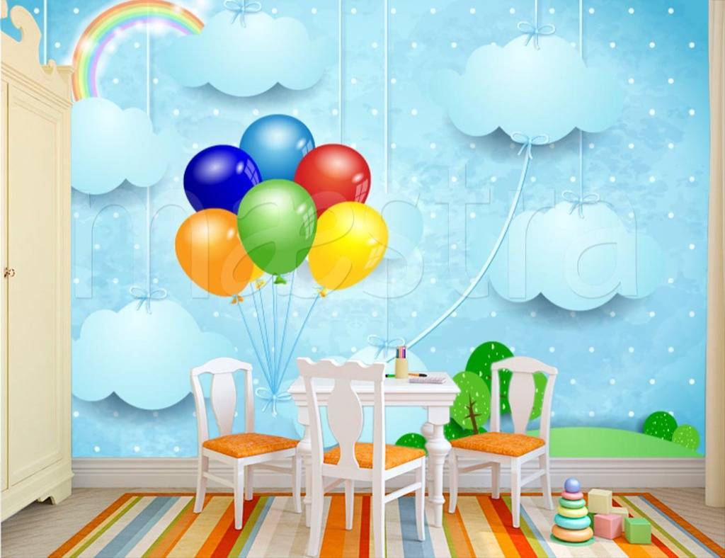 Фотообои Луг с воздушными шарами  12-370