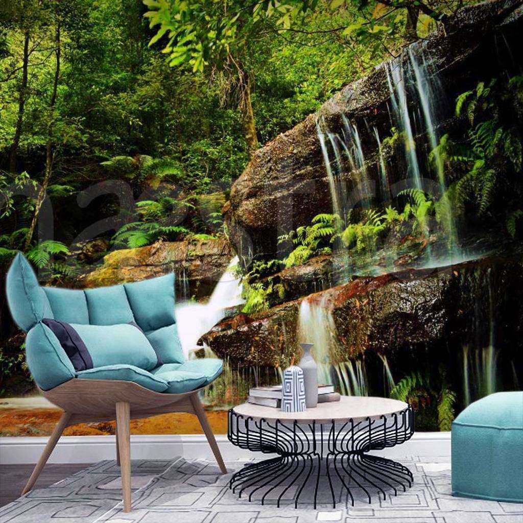 Фотообои Бесшовные обои на стену:  Водопад в зелени. Артикул: 4-372  